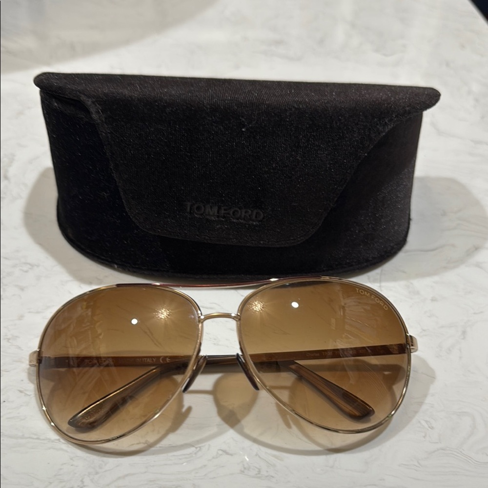 Tom Ford Brown Gradient Aviator Sunglasses